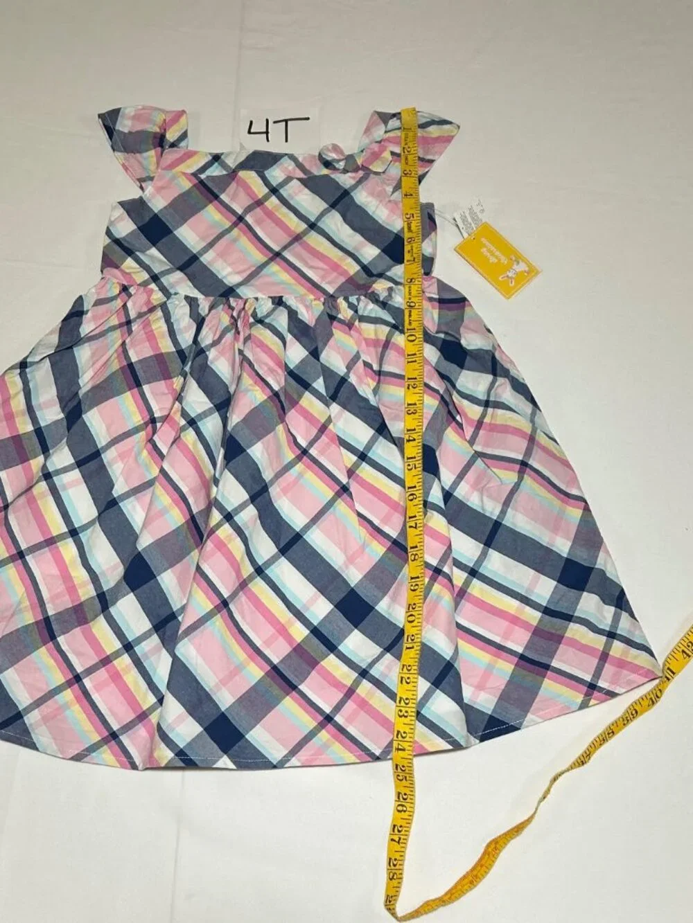 Gymboree Girls 4T Pink Blue Pastel Plaid Short Sleeve Spring Celebrations Dress